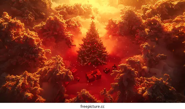 Christmas Forest Aerial View Illustration