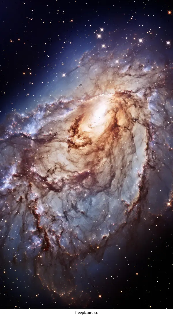 Spiral galaxy NGC 1313 with bright core and long, well-defined arms