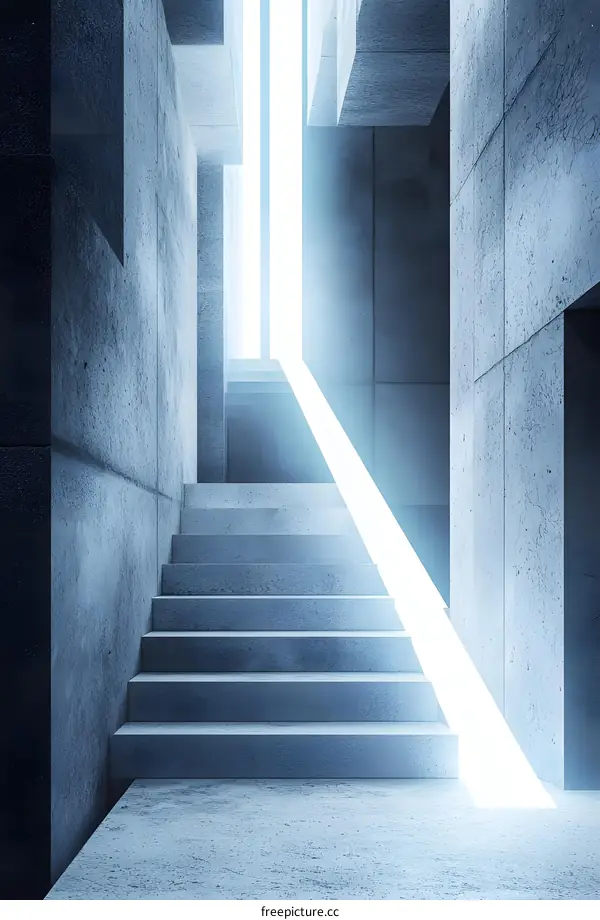 Concrete Staircase Leading to Bright Light