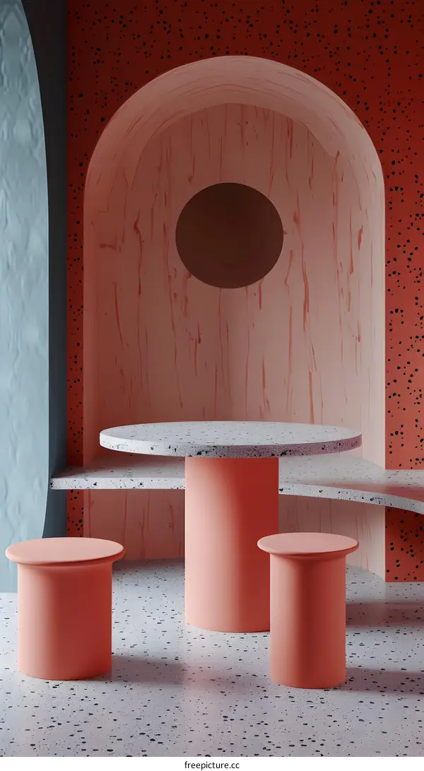 Pink and Blue Modern Minimalist Interior Design