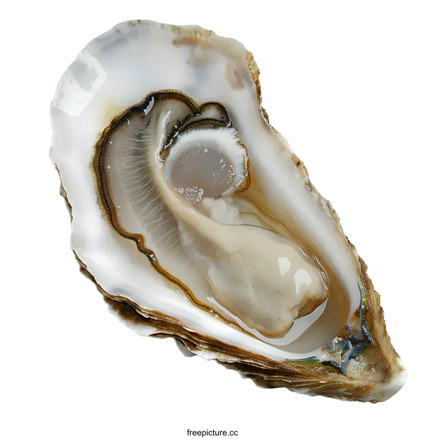 [Transparent Background PNG]opened oyster with white background