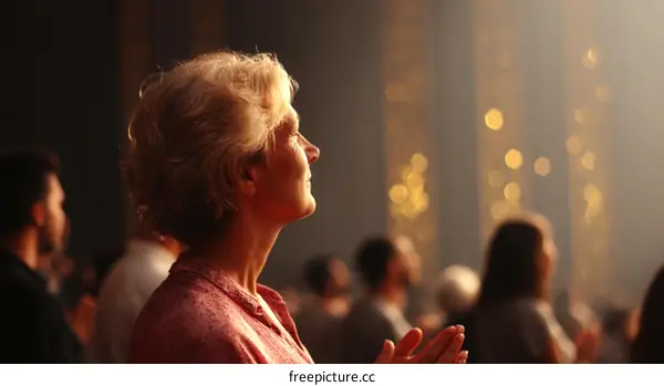 Attentive Audience Member at a Concert or Religious Service
