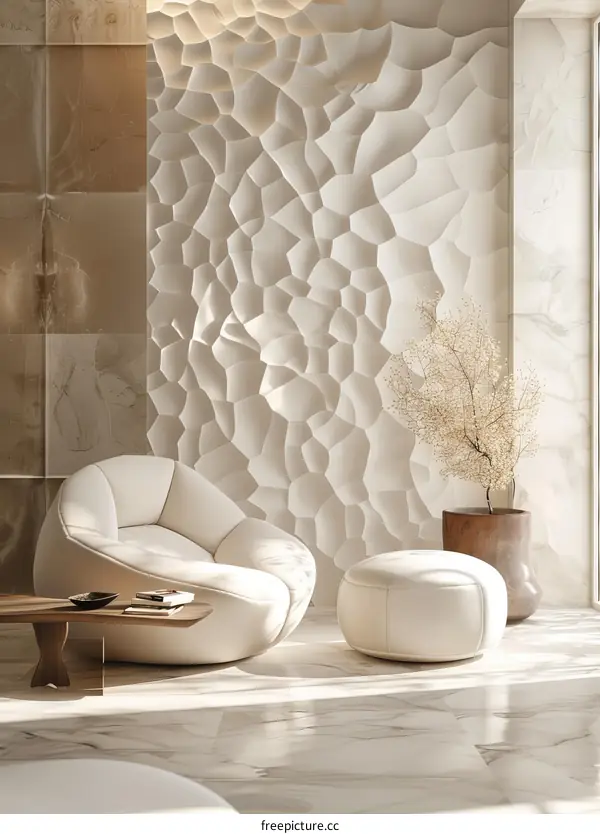 Modern Living Room Design with Unique Wall Decor