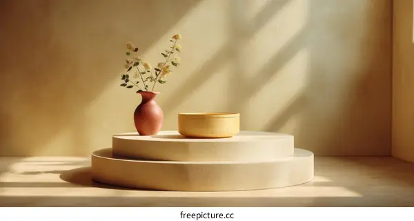 Minimalist Vase Arrangement on a Pastel Display Stand