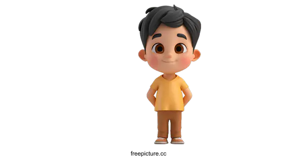 [Transparent Background PNG]3d rendering of a cute boy