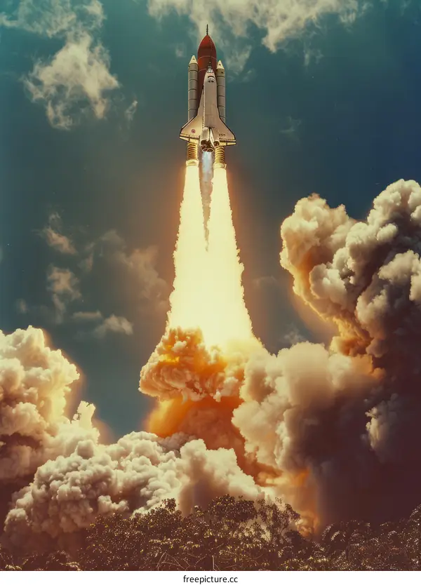 Space Shuttle Discovery launching from the Kennedy Space Center