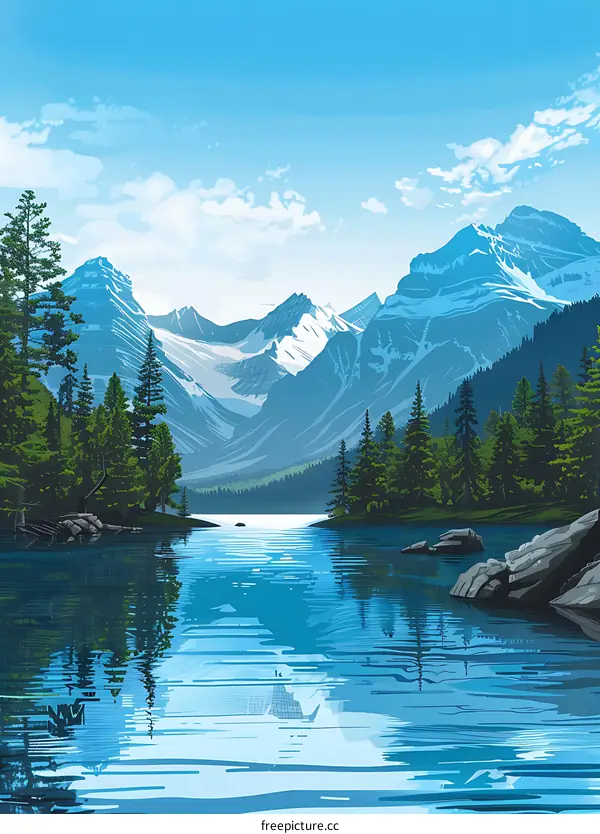 Mountain Lake Reflection Landscape