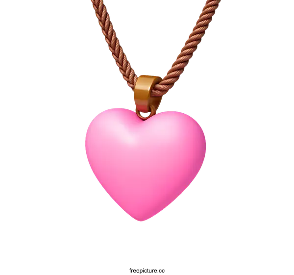 [Transparent Background PNG]Pink Heart Pendant on Rope Necklace Illustration