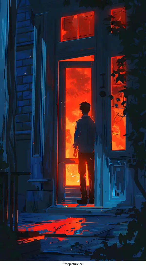 A man standing in front of a door