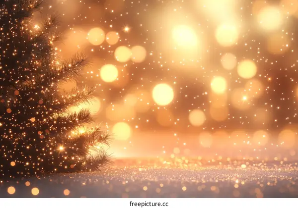 Christmas Tree Golden Bokeh Background