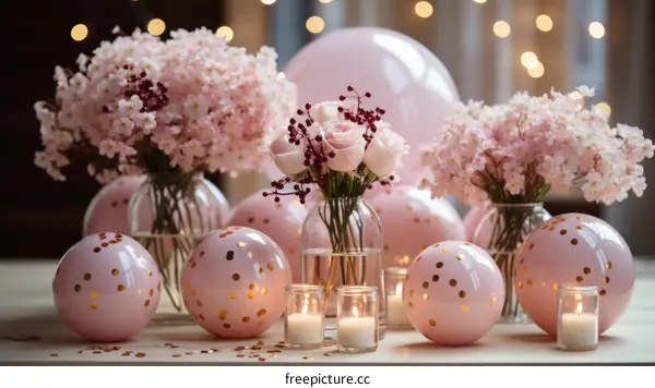 Pink and gold birthday party decorations