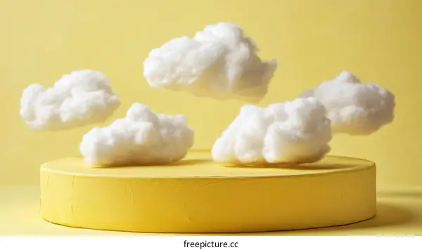 Floating Clouds on a Yellow Platform