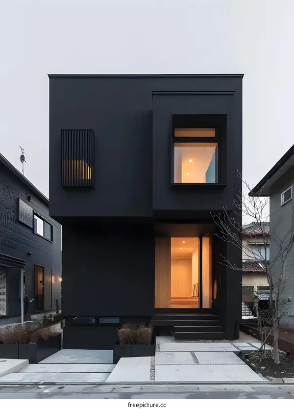 Modern Black House with Minimalist Design