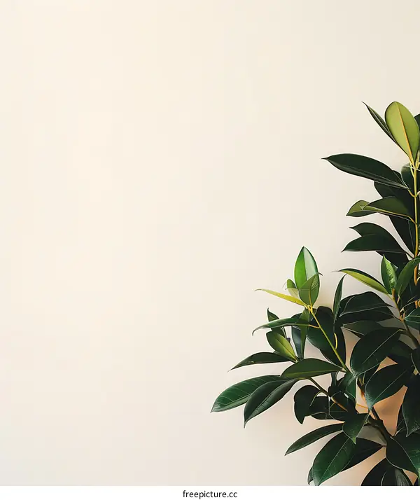 Minimalist White Wall With Green Plant Branches