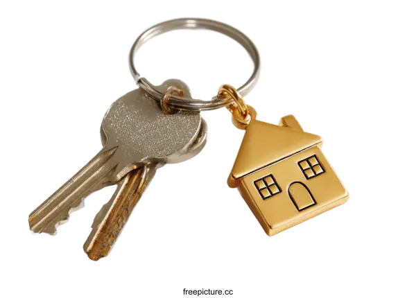 [Transparent Background PNG]House Keys with Home Symbol Keychain