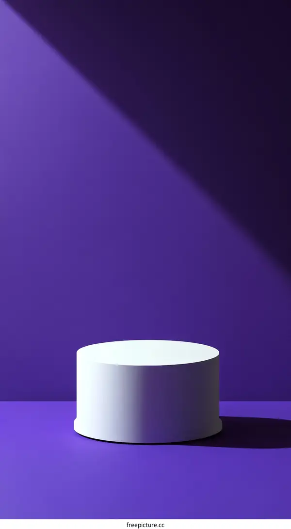 Empty White Cylinder Display on Purple Background
