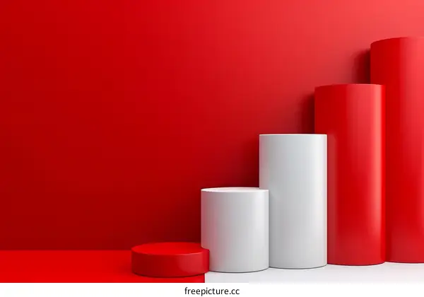 3D rendering of a podium with a red background
