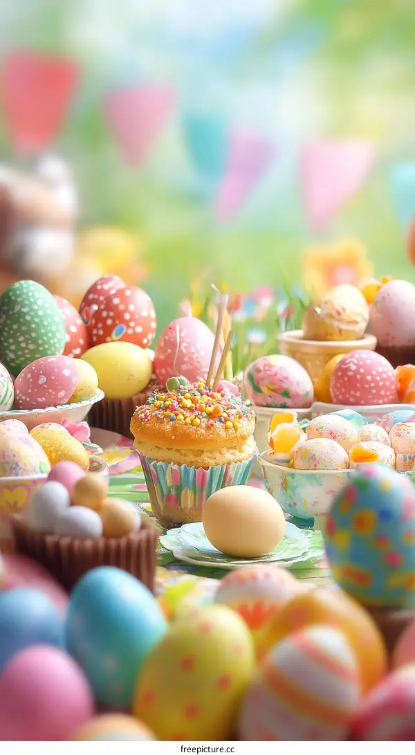 Colorful Easter Treats and Decorated Eggs