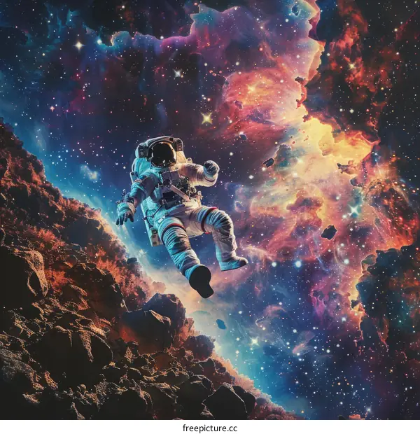 Astronaut floating in the vastness of space