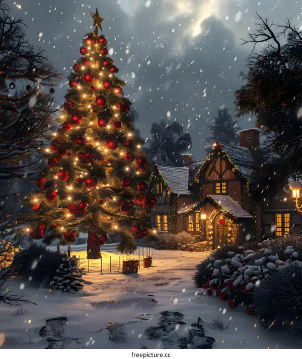 Christmas Eve in the Snowy Night