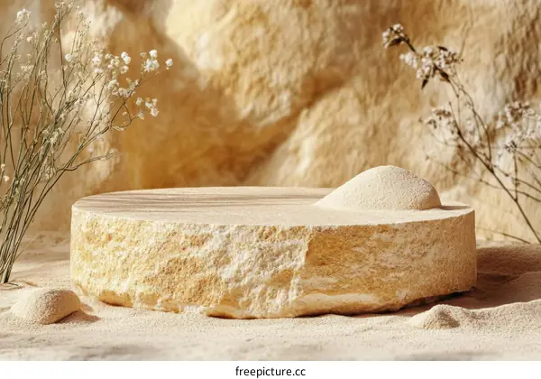 Beige Stone Display Platform Product Photography