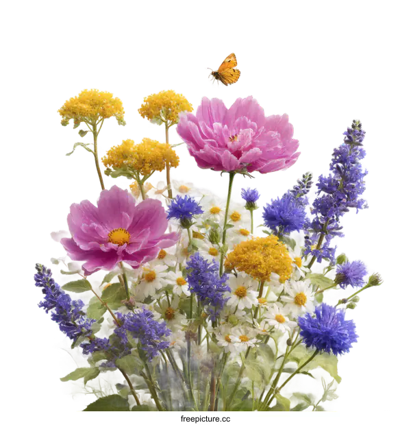 [Transparent Background PNG]Colorful Wildflower Bouquet Illustration