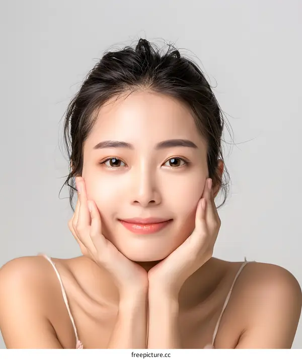 Portrait of a Young Asian Woman with a Gentle Smile