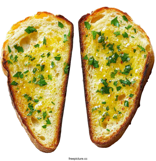 [Transparent Background PNG]Garlic Bread Toasts with Parsley