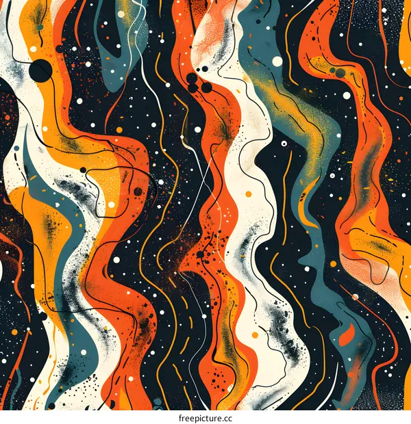 Abstract Wavy Pattern with Retro Colors