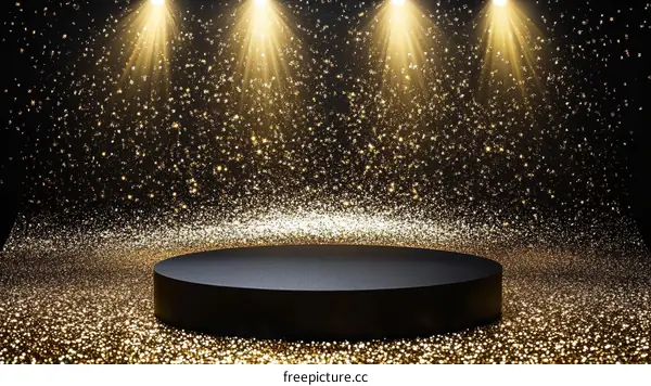 Luxury Gold Glitter Stage Podium Display