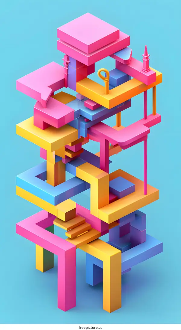 Abstract Colorful Geometric Shapes Minimalism Illustration