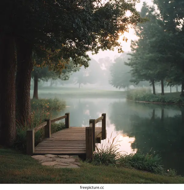 Misty Morning at the Wooden Pier