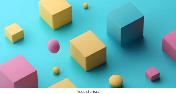 Abstract 3D Colorful Geometric Shapes and Spheres Background