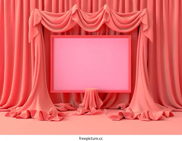 Abstract Background With Pink Drapes And A Blank Frame