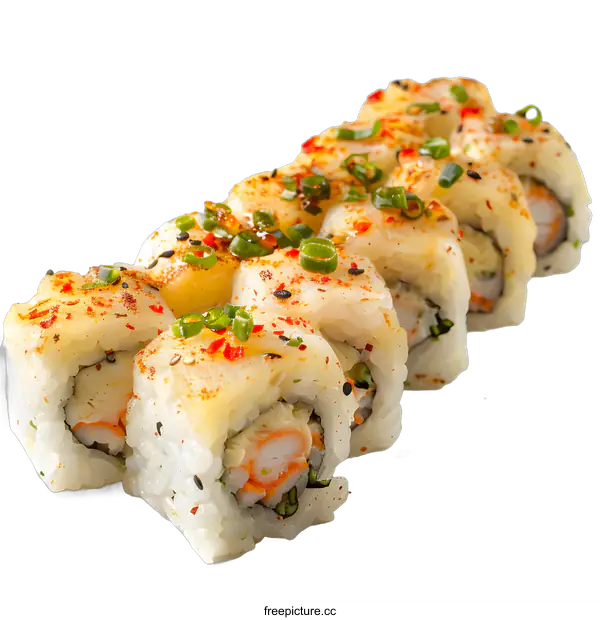 [Transparent Background PNG]Delicious sushi rolls on a white plate