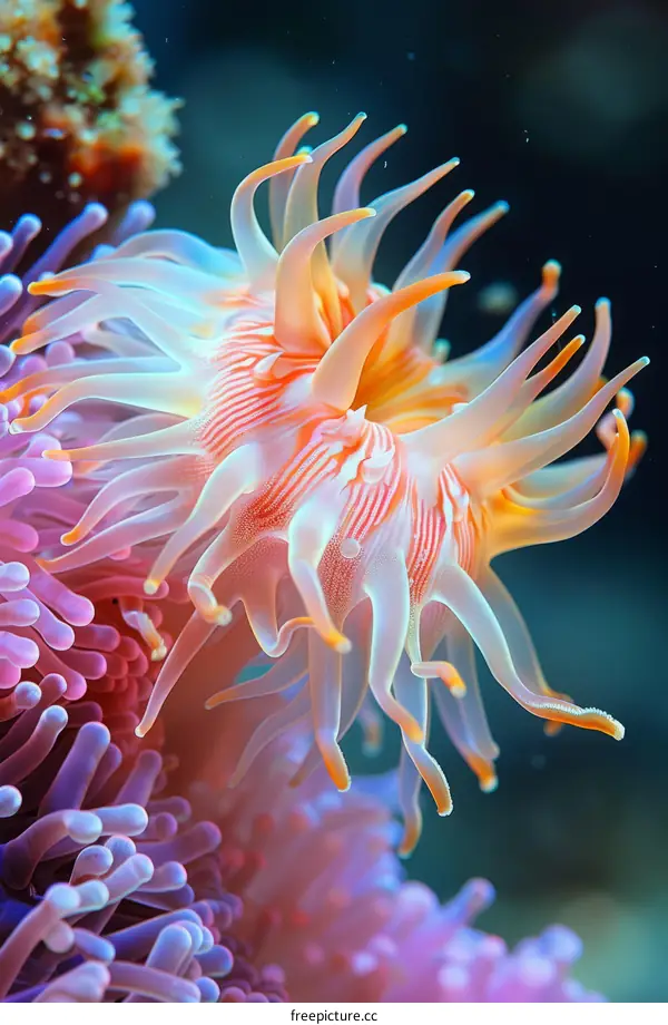 Pink and Orange Sea Anemone in the Gulf of Thailand