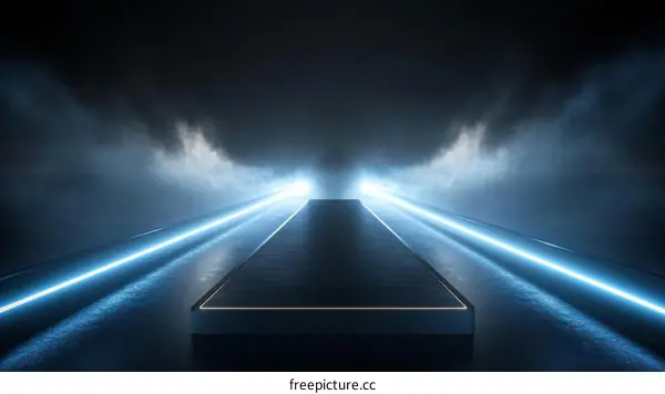 Abstract Neon Blue Light Stage Product Display