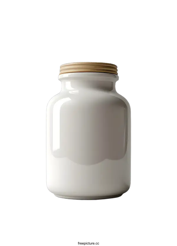 [Transparent Background PNG]White Ceramic Jar with Wooden Lid