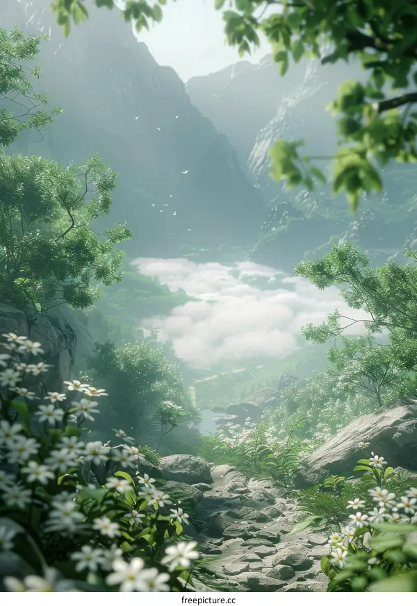 Serene Mountain Valley with a Flowing River