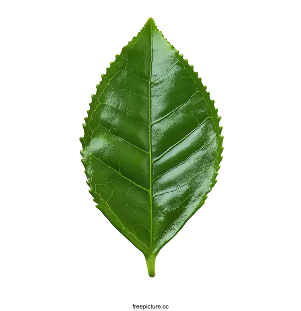 [Transparent Background PNG]Close Up Vibrant Green Tea Leaf