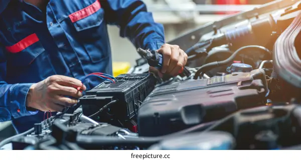 Car mechanic检修汽车发动机