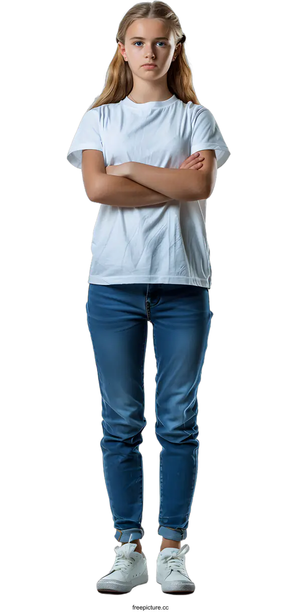 [Transparent Background PNG]Portrait of a serious young woman