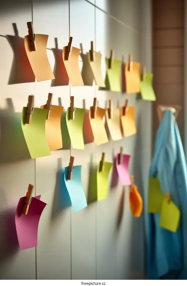 Assortment of Sticky Notes on Wall