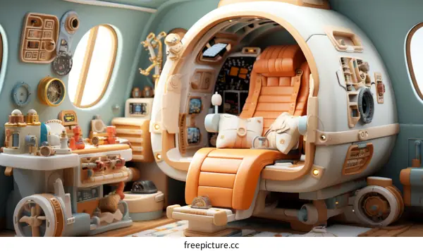 Spaceship Cockpit Interior: A Detailed Illustration