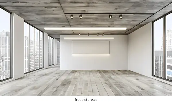 Empty Modern Office Space With Large Windows
