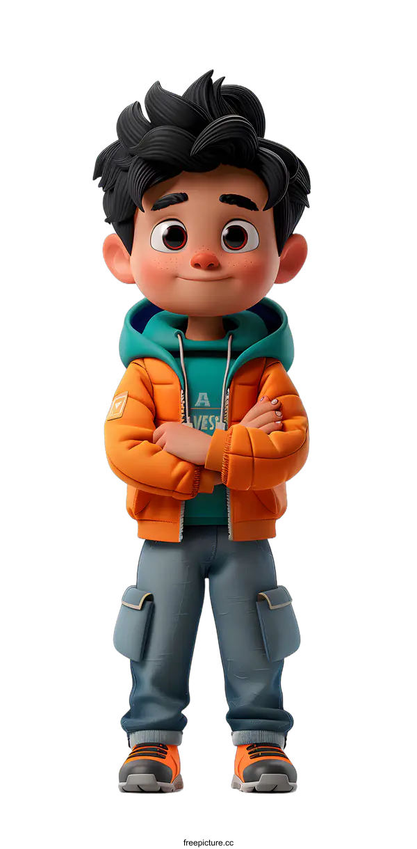 [Transparent Background PNG]3d rendering of a cute cartoon boy