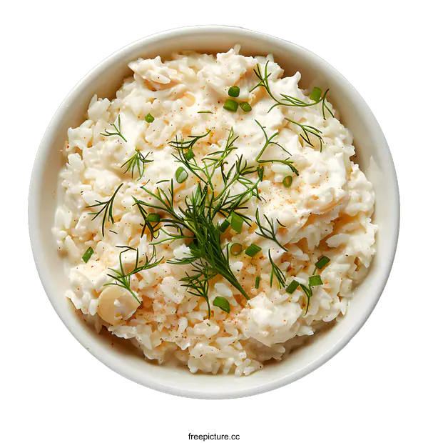[Transparent Background PNG]Rice Salad with Yogurt Dressing and Fresh Herbs