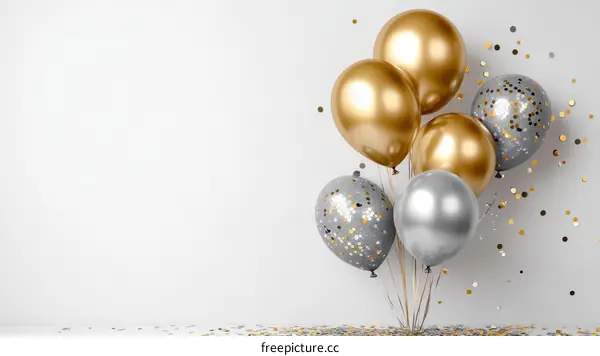 Metallic Balloons and Confetti Festive Decoration