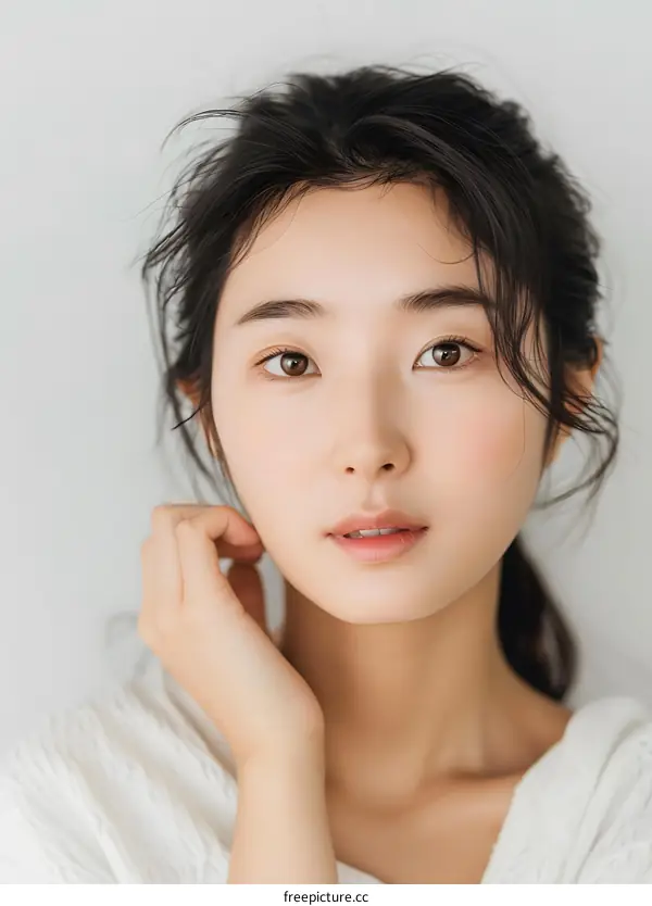 Beautiful Asian Woman with Long Black Hair