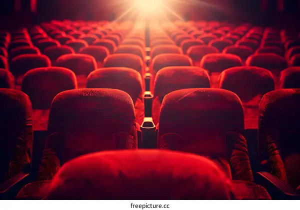 Empty Red Seats in Movie Theater Auditorium